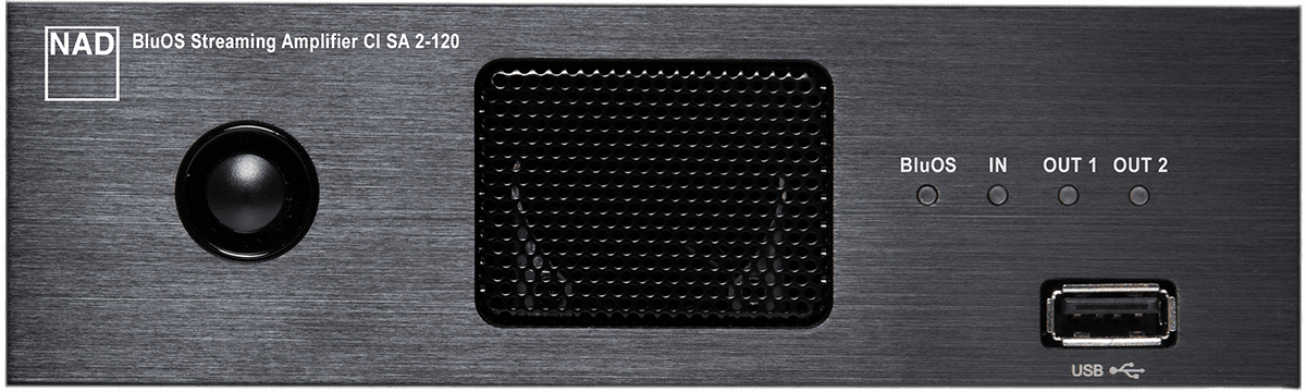 Front view of black NAD CI SA 2-120
