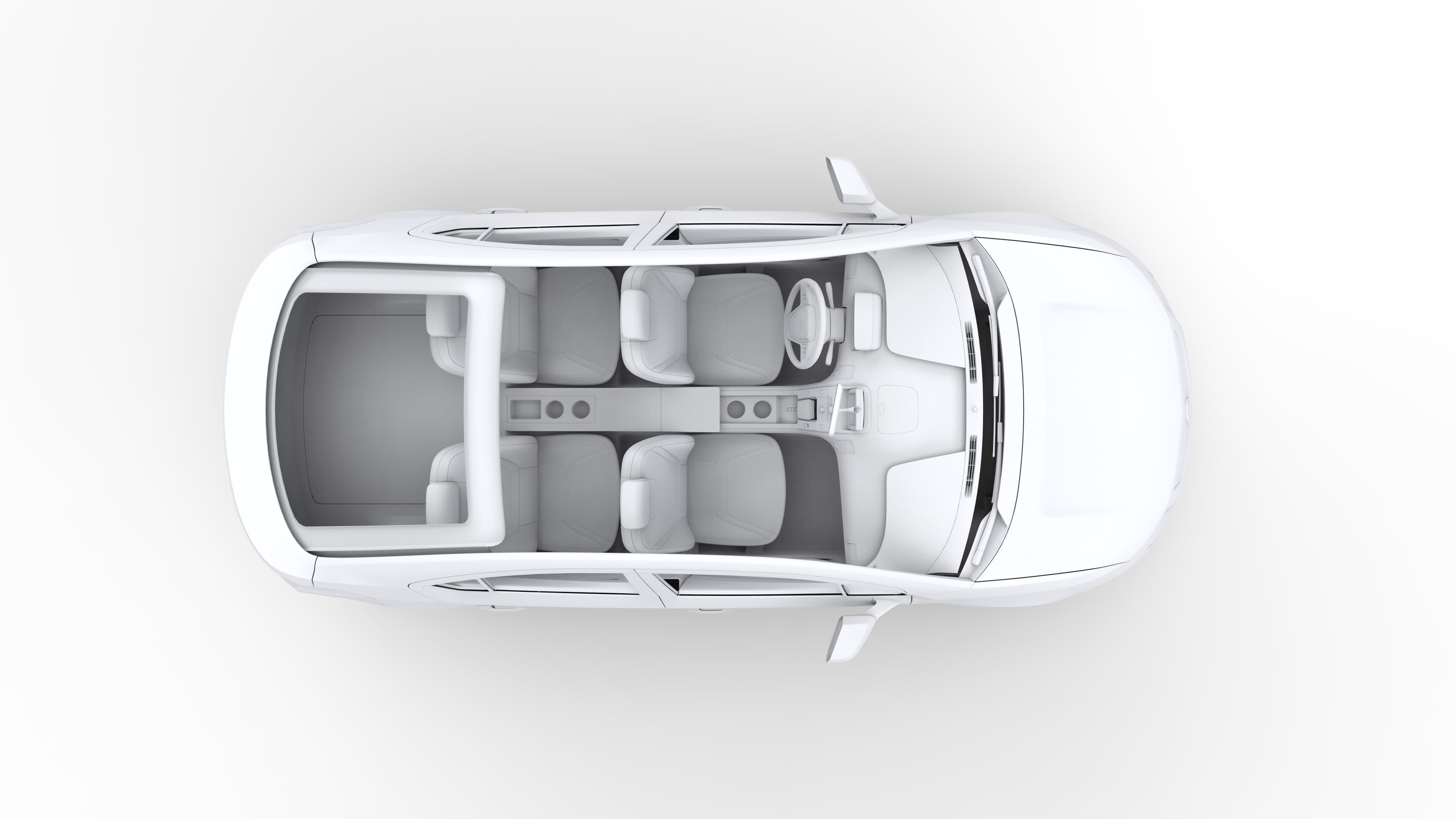white car seen from above