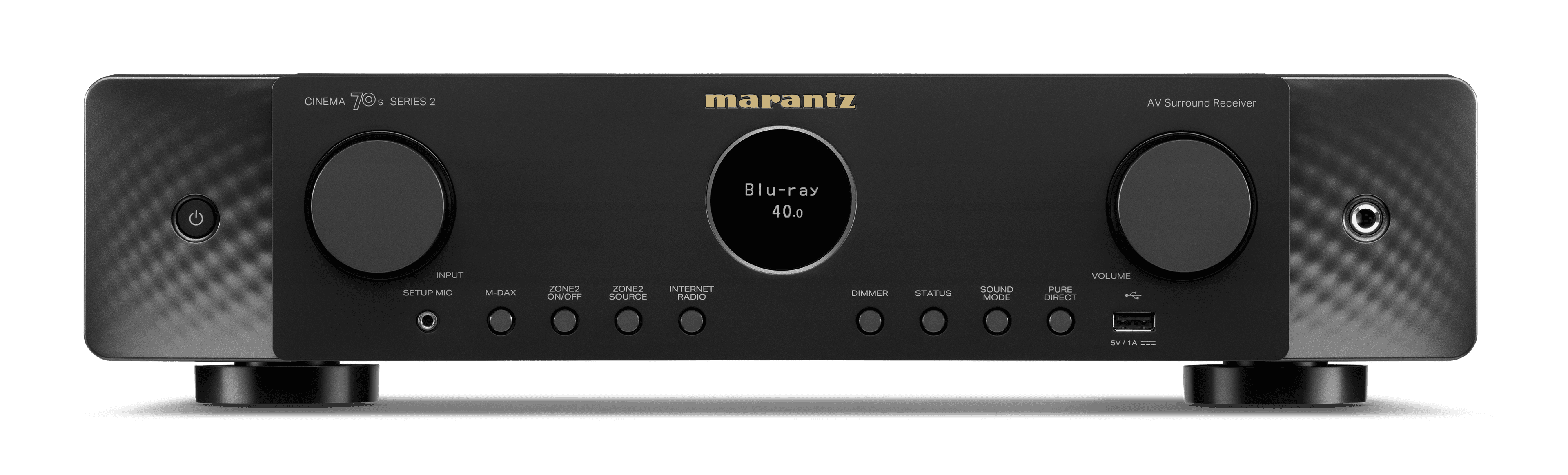 Front view of black Marantz Cinema 70s series 2 device