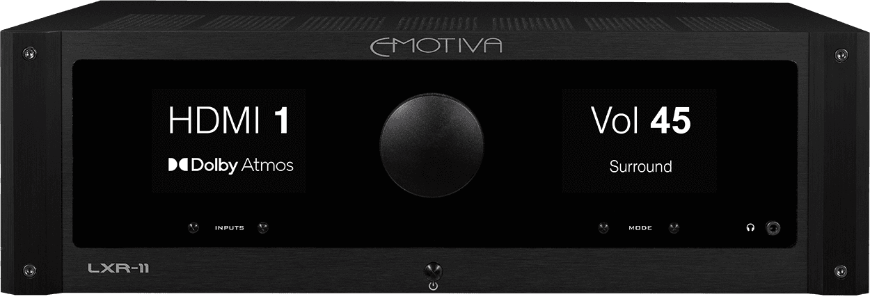Front view of black Emotiva LXR11 device
