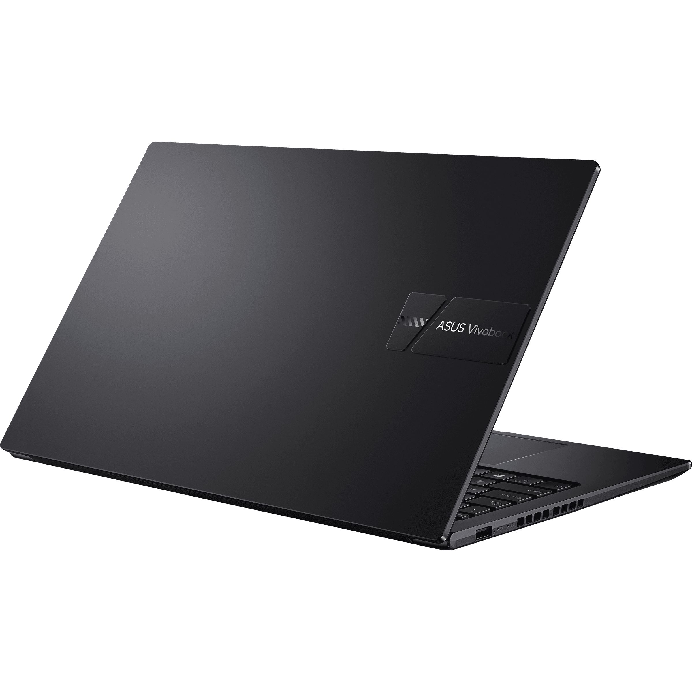 A black laptop computer