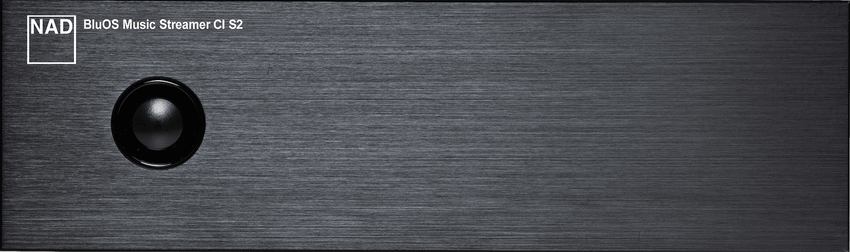 Front view of black NAD CI S2 device
